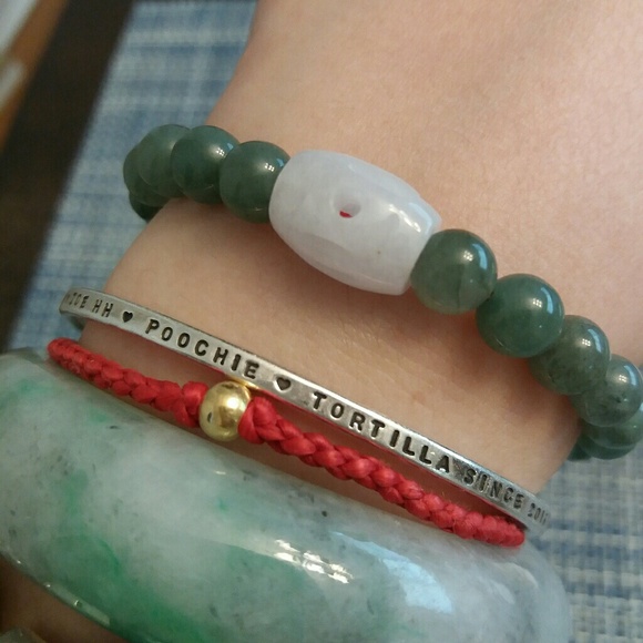 Barrel Jadeite Jade Chinese Red String Bracelet - Picture 6 of 8